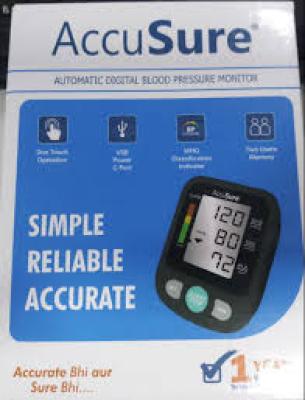AccuSure Blood Pressure Monitor Fully Automatic Digital Large Display And Adjustable Arm-Cuff Comes - Grey Color